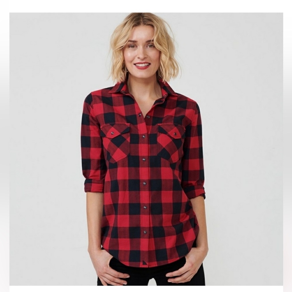 Untuckit Women’s Hailey Button Up Pearl Snap Buffalo Plaid
